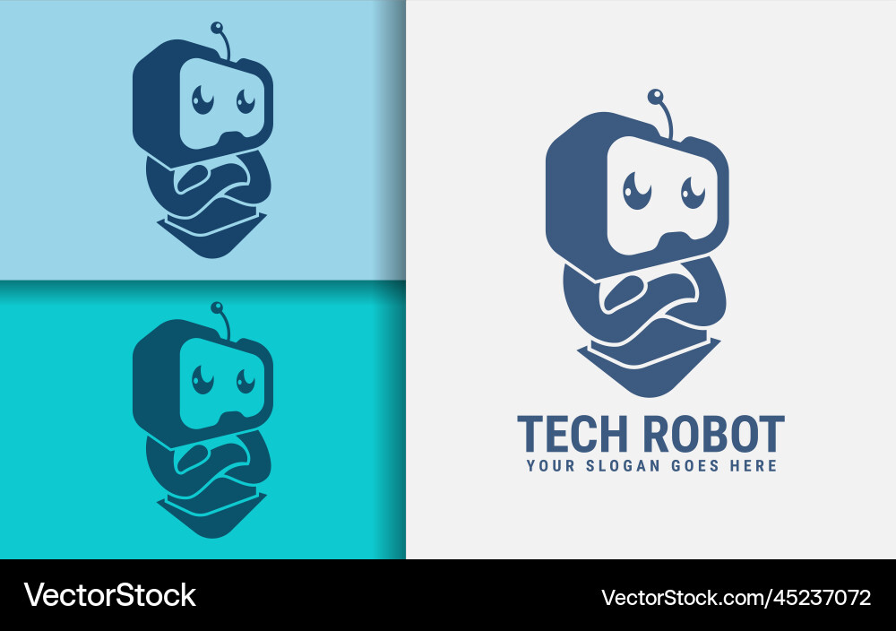 Robot Pose Logo - Tech & Innovation Vector Image