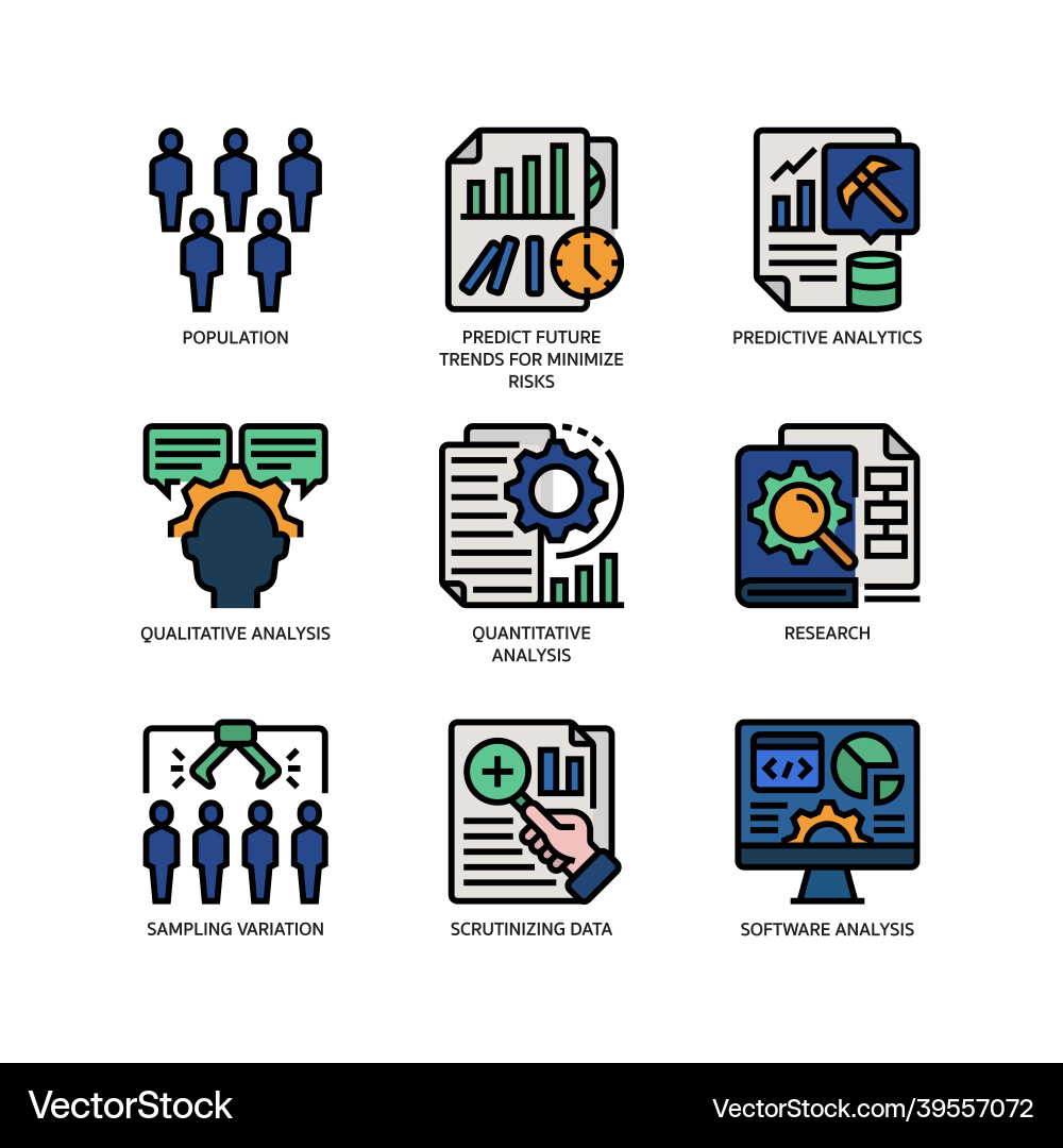 Statistical analysis icons set vector image