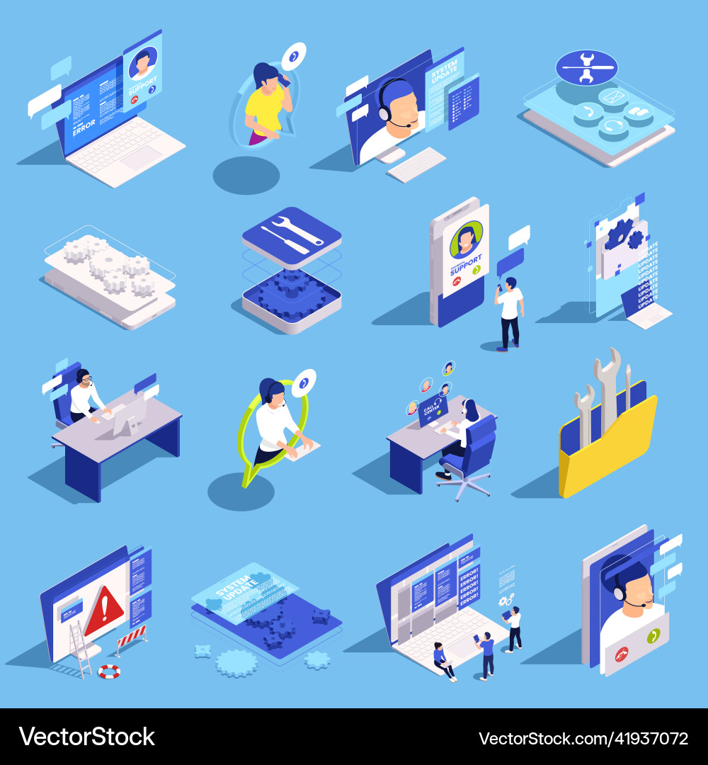 Technical Support Icons Vector Image