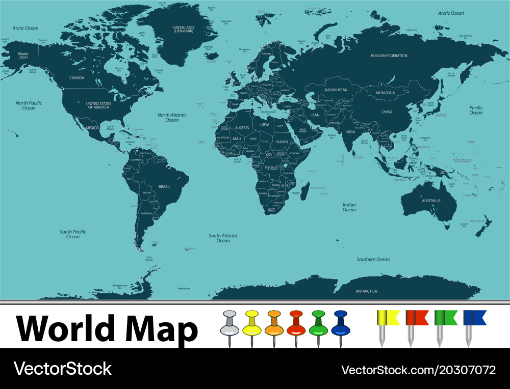 World map Royalty Free Vector Image - VectorStock