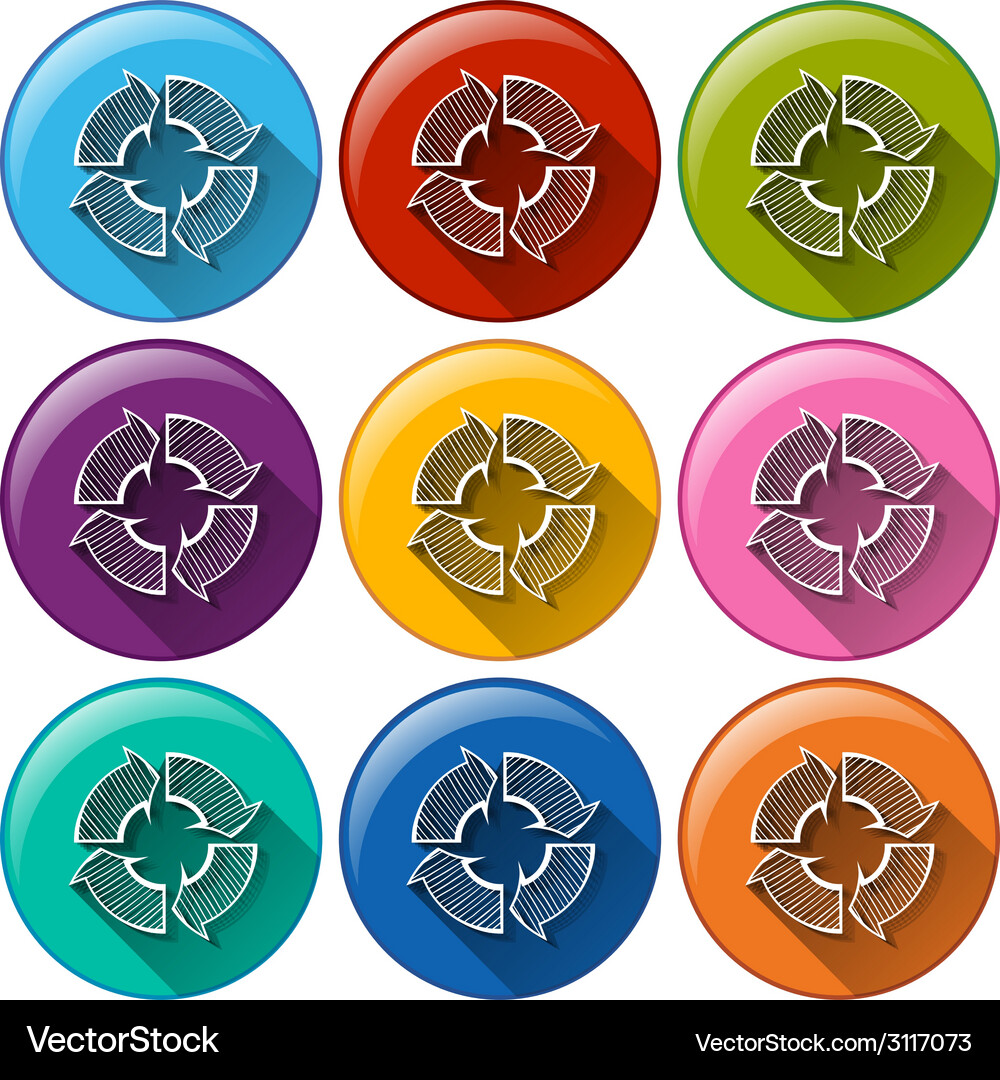 Buttons with recycle arrows Vector Image