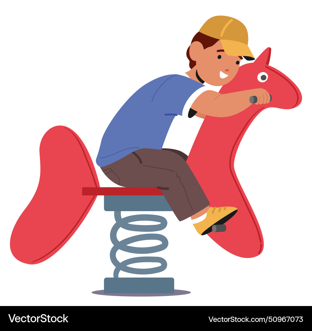 Child joyfully swings back and forth on a spring Child joyfully swings back and forth on a spring vector image
