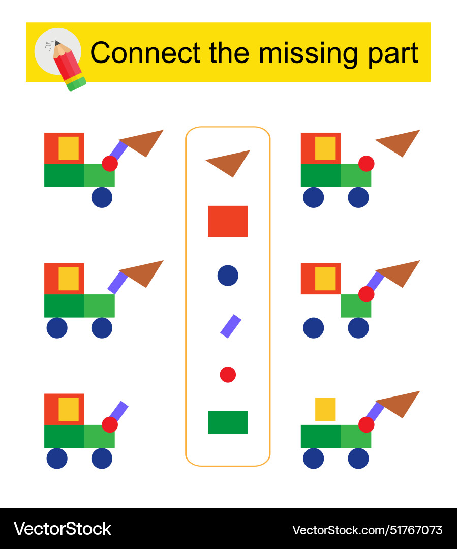 Connect the missing part task for development Connect the missing part task for development vector image