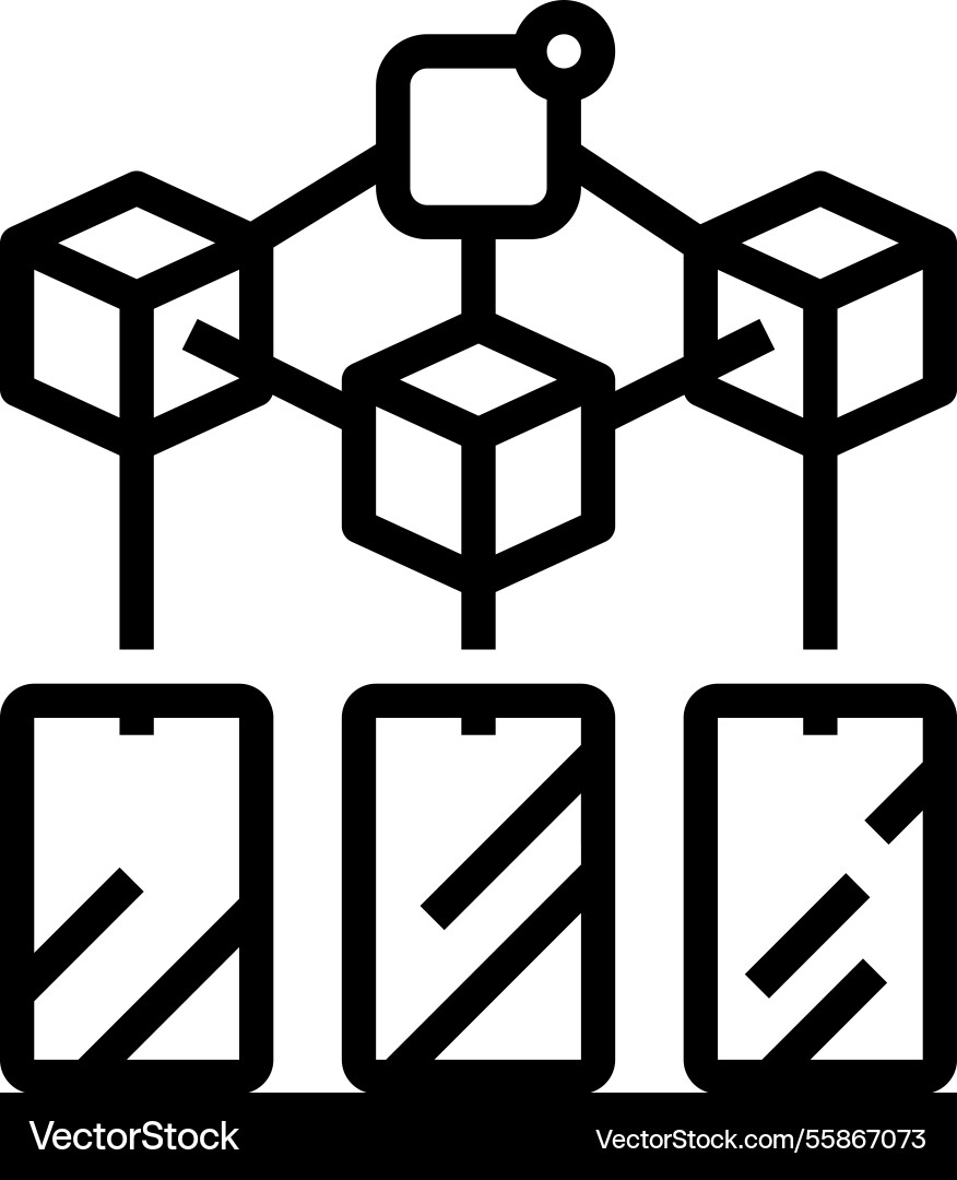 Decentralized app application line icon Decentralized app application line icon vector image