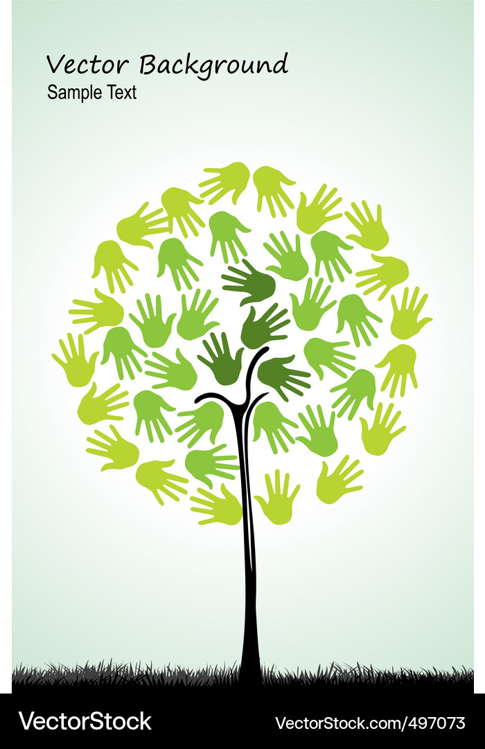 Hands Around a Tree Vector Image