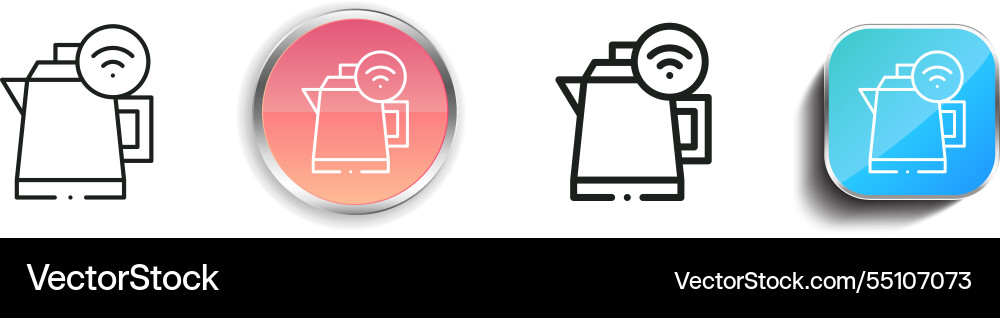 Kettle icon thin linear regular and button style vector image