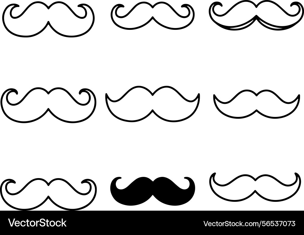 Mustache drawing tutorial learn artistic Mustache drawing tutorial learn artistic Vector Image