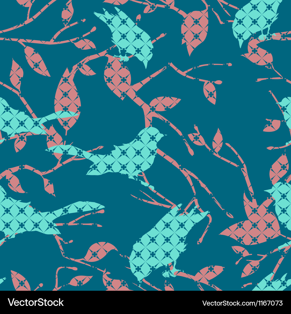 Seamless pattern with birds and tree branches vector image