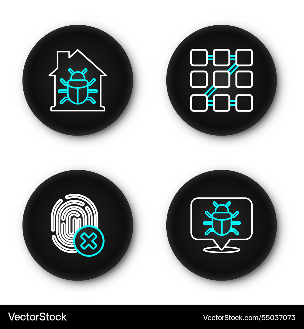Set line system bug cancelled fingerprint graphic Set line system bug cancelled fingerprint graphic vector image