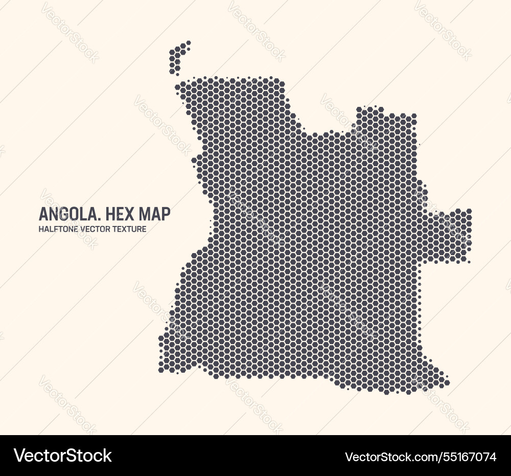 Angola map hexagonal half tone pattern isolated Angola map hexagonal half tone pattern isolated vector image