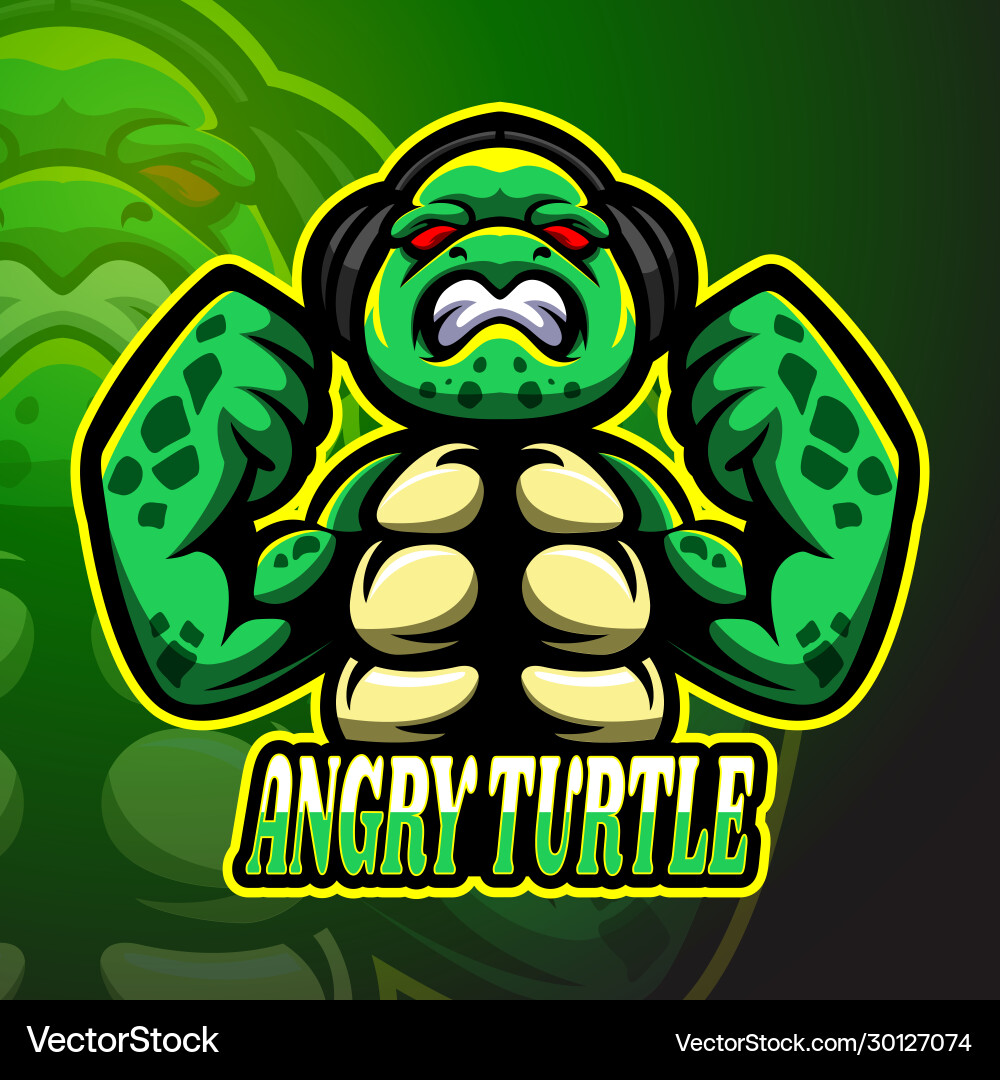 Angry Turtle Esports Mascot Logo Vector Image