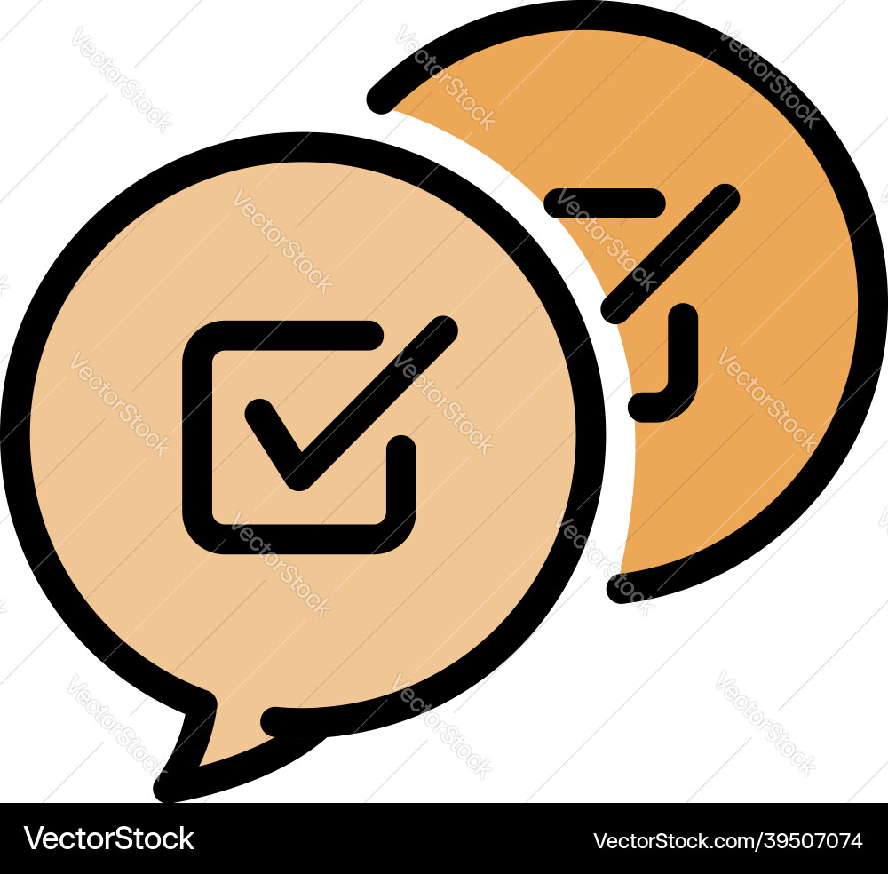 Checkbox in chat bubbles icon color outline Checkbox in chat bubbles icon color outline Vector Image