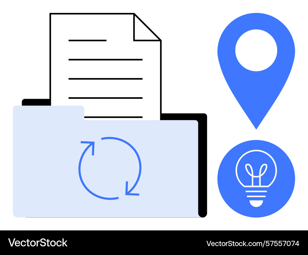 Document management folder with sync icon Document management folder with sync icon vector image