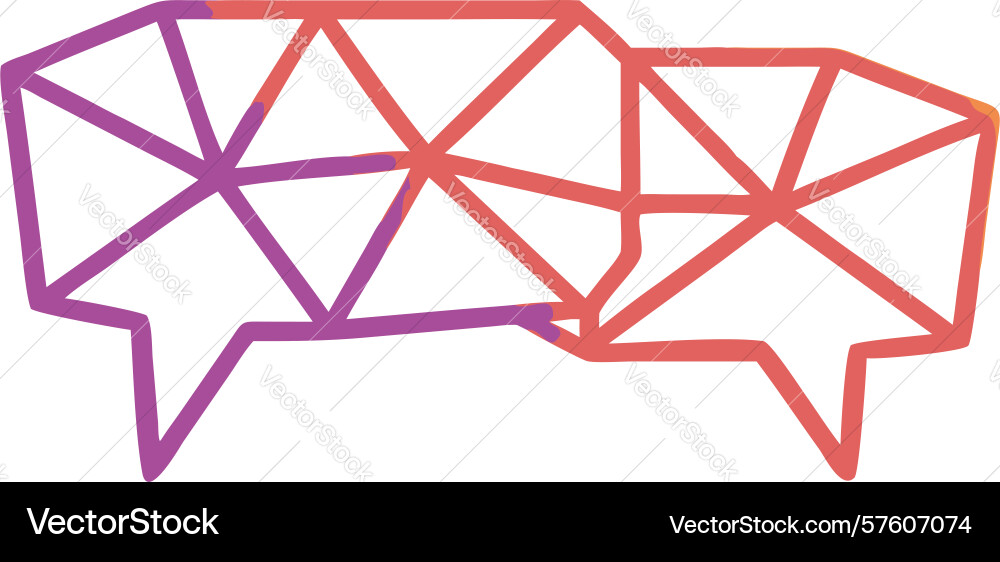Faceted triangle outline speech bubble design vector image