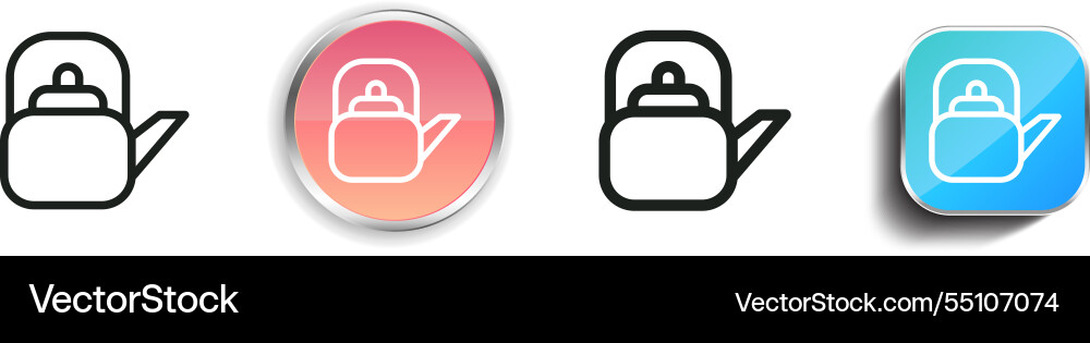 Kettle icon thin linear regular and button style Vector Image