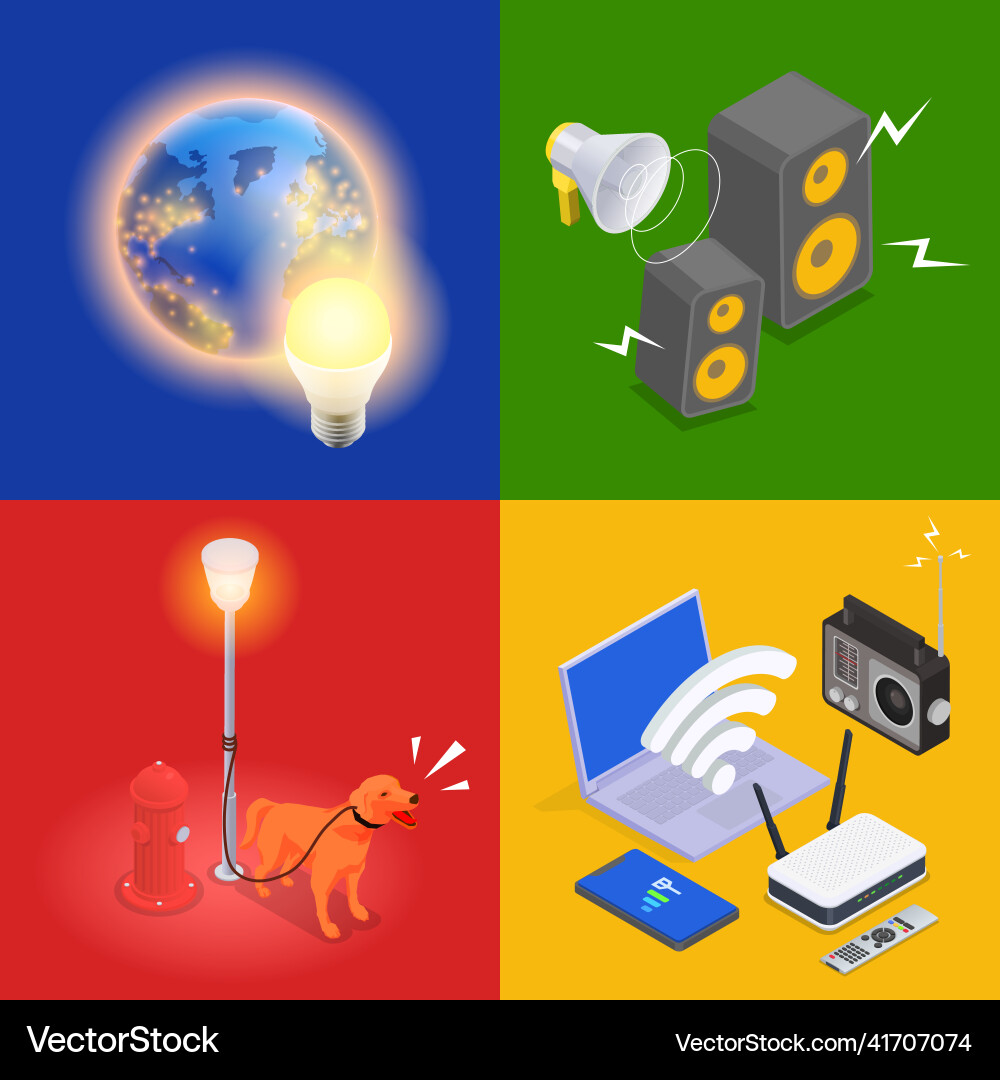 Noise pollution compositions set Vector Image