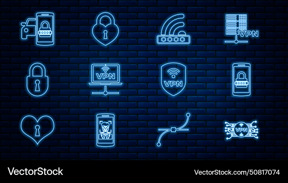 Set line vpn with microchip circuit mobile Set line vpn with microchip circuit mobile vector image