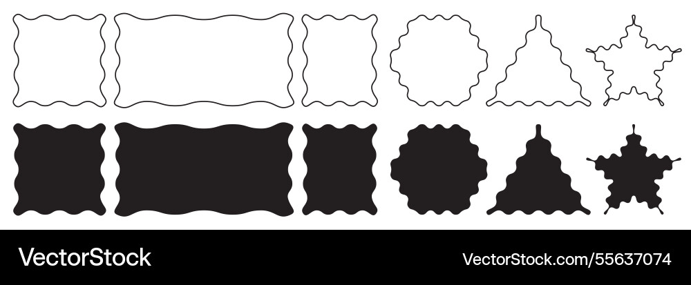 Wavy edge frame set geometric shapes rectangle Vector Image