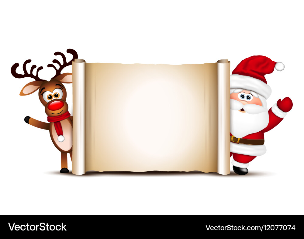Weihnachtsmann und Reindeer Weihnachtskarte Vektorbild