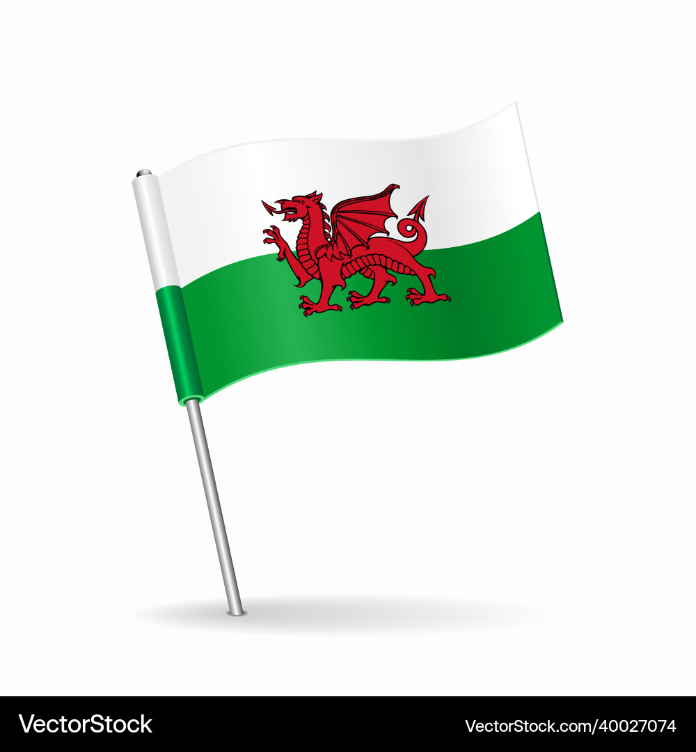 Welsh Flag Map Pointer vector image