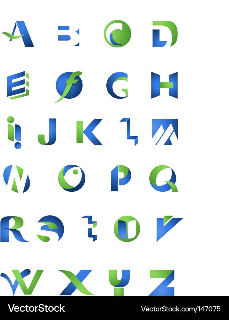 3D Capital Script Font Vector Image
