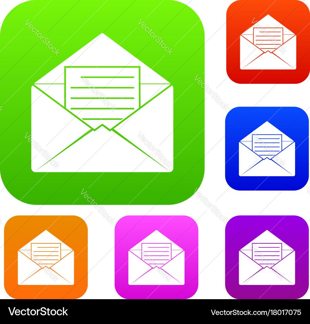 Envelope with sheet of paper set color collection vector image