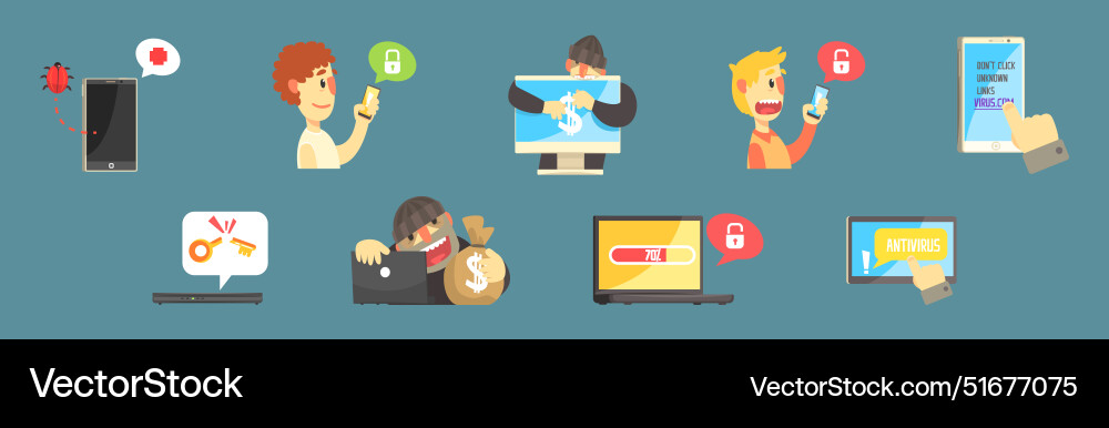 Hacker attack and internet fraud element item Hacker attack and internet fraud element item vector image