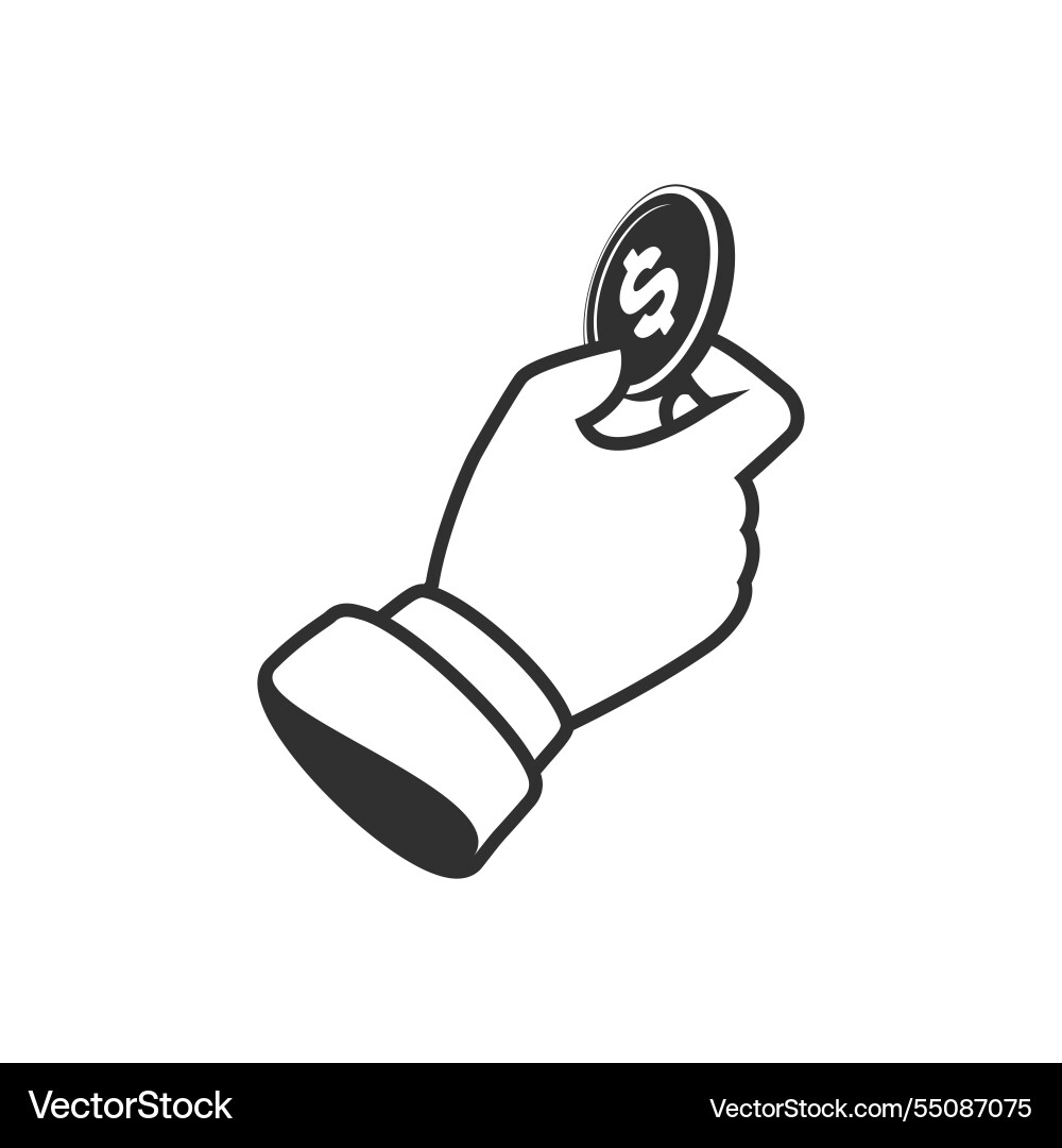 Hand with coin golden dollar in businessman Hand with coin golden dollar in businessman vector image