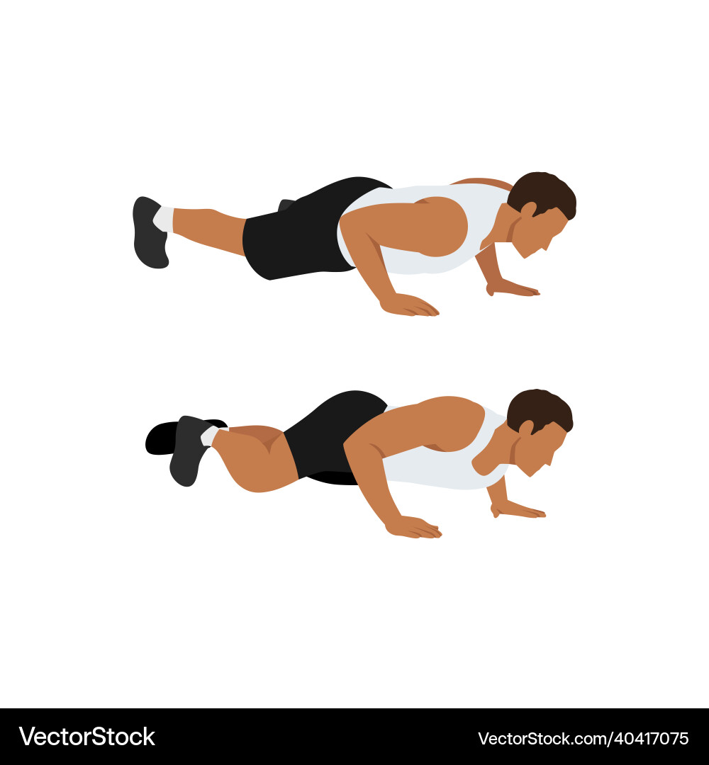 Man doing spider-man press-up exerciseflat Man doing spider-man press-up exerciseflat vector image