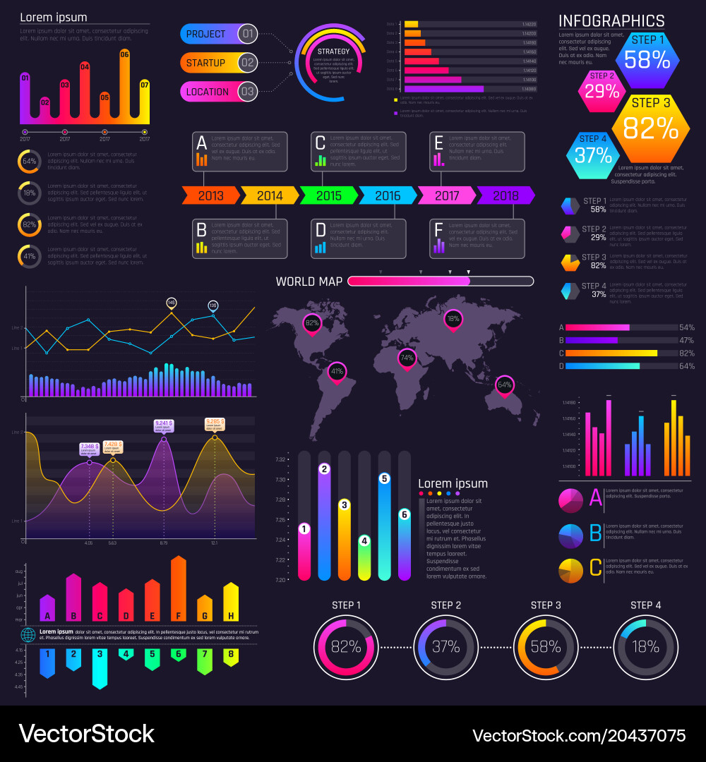 Modern Data Visualization Charts Vector Image