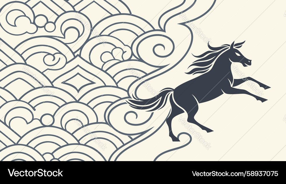 Mythical Horse Running on Waves Vector Image