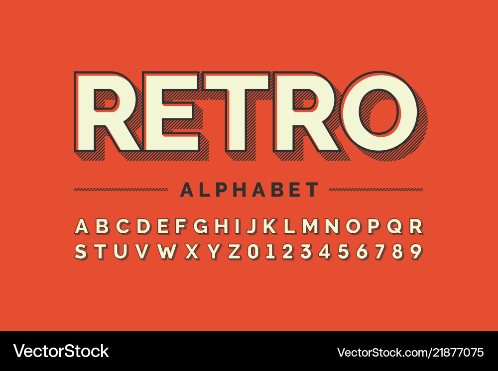 Retro style font design alphabet letters vector image
