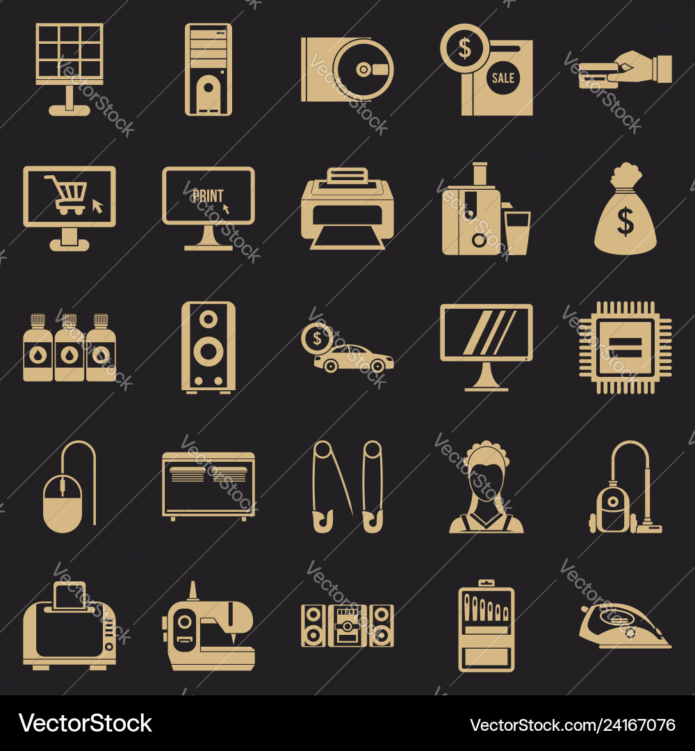 Computer things icons set simple style Computer things icons set simple style vector image