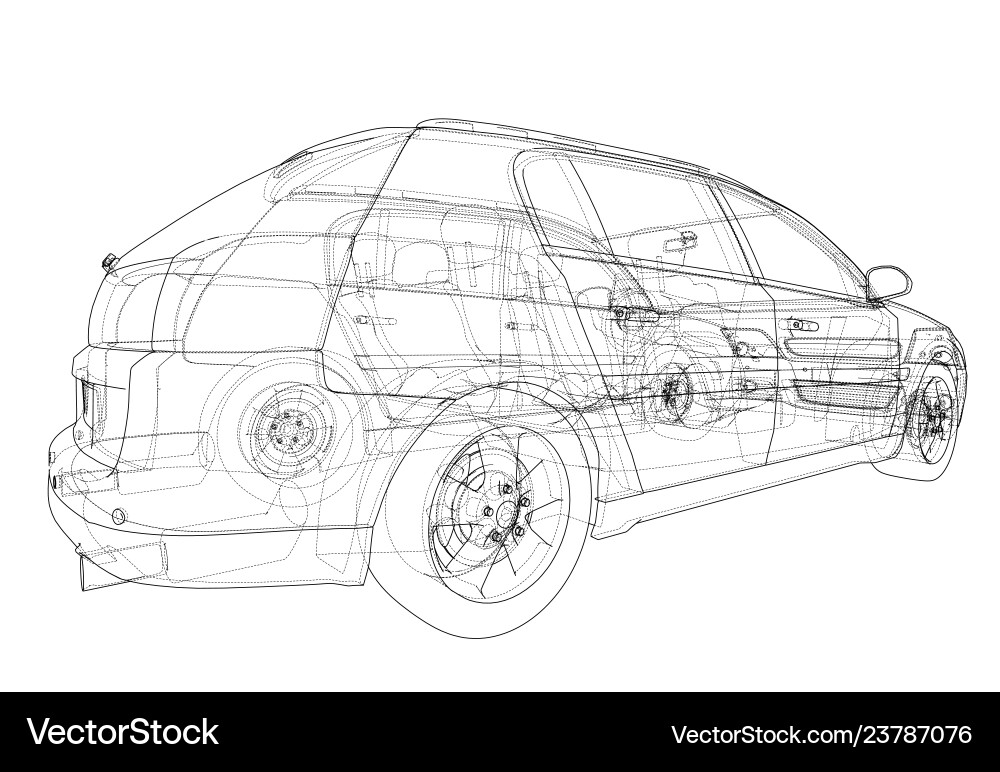 Concept car rendering of 3d Vector Image