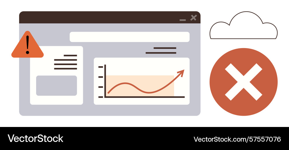 Data analysis chart with error warning and cloud Data analysis chart with error warning and cloud vector image