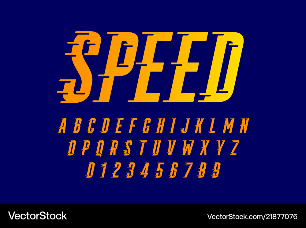 Dynamic Speed Font - Alphabet & Numbers Vector Image