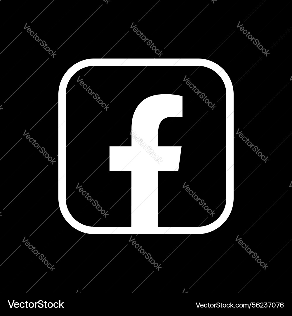 Facebook logo outline white icon fb app editable – Royalty-Free Vector |  VectorStock, image size:1000x1080