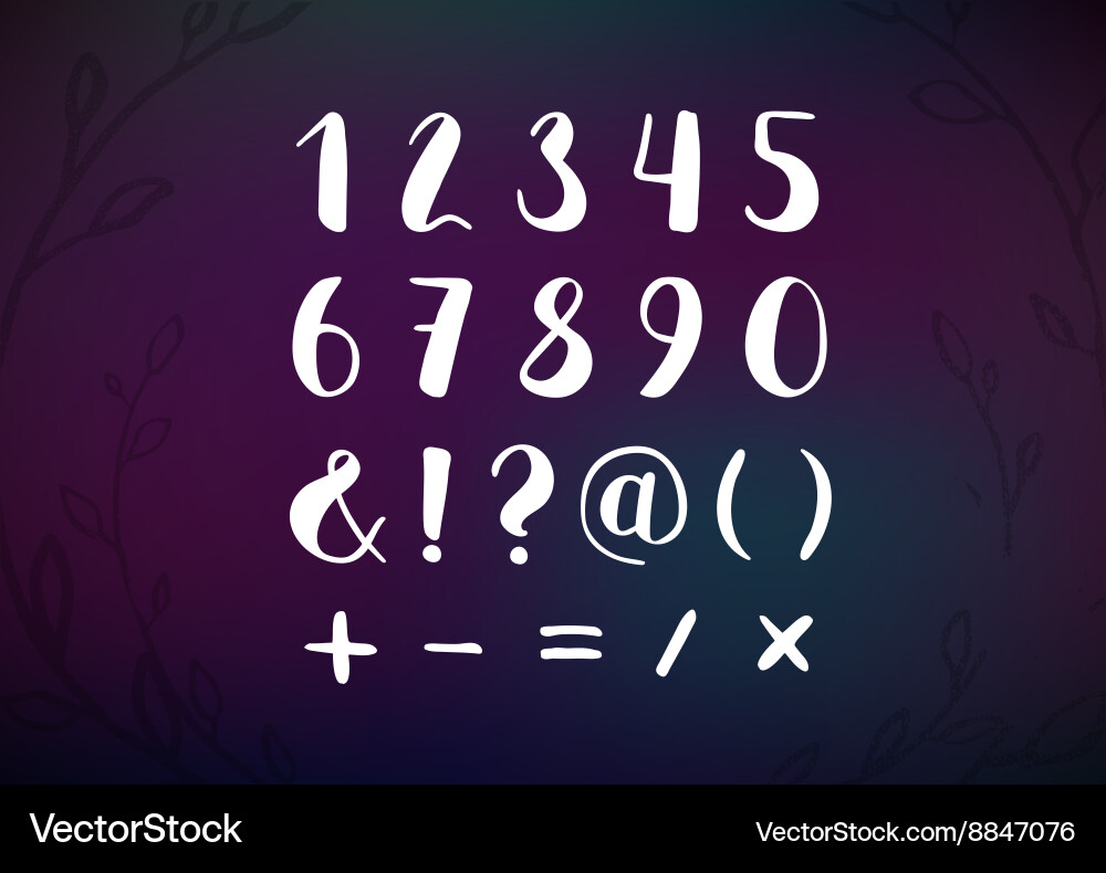 Hand drawn script numbers from 0 to 9 digits vector image