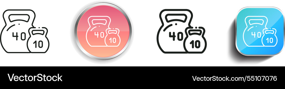 Kettlebells icon thin linear regular and button vector image