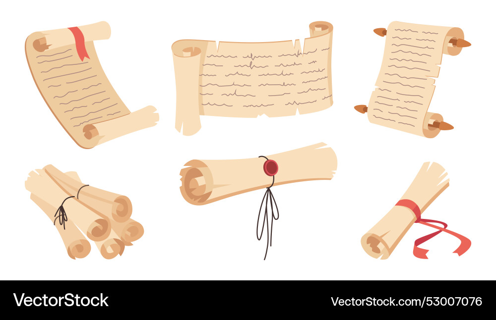 Magic scrolls with seal and ribbon Magic scrolls with seal and ribbon vector image