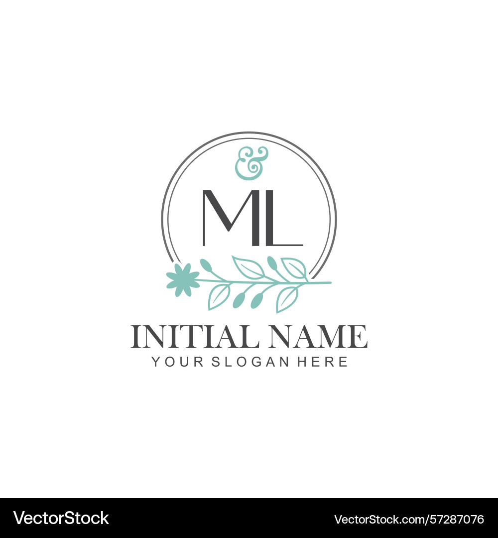 Ml initial logo templates with botanical elements Ml initial logo templates with botanical elements Vector Image