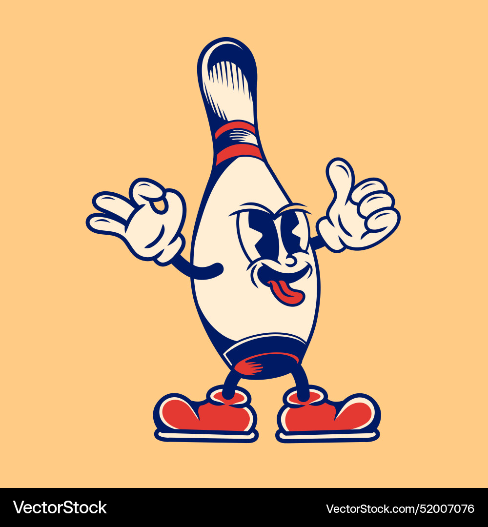 Retro character design of bowling pin Vector Image