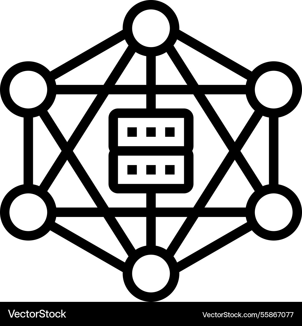 Decentralized network application line icon Decentralized network application line icon vector image