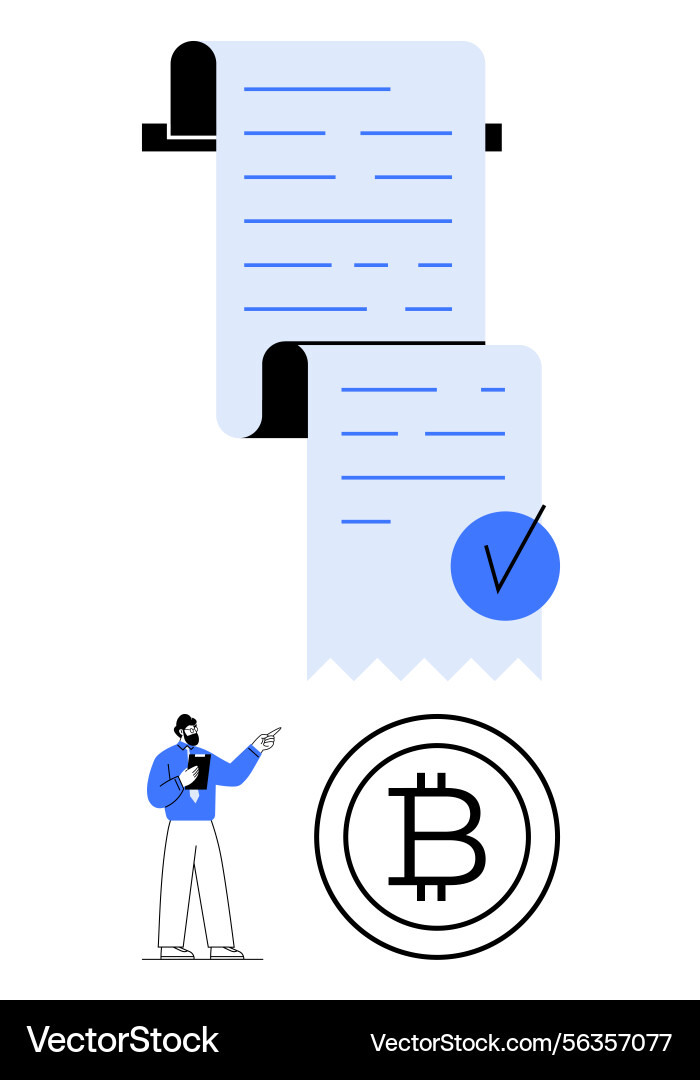 Digital receipt verification with bitcoin payment vector image