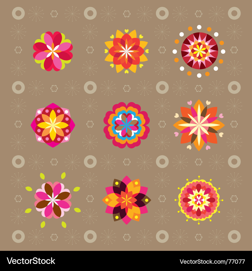 Floral Pattern Tile Set Vector Image