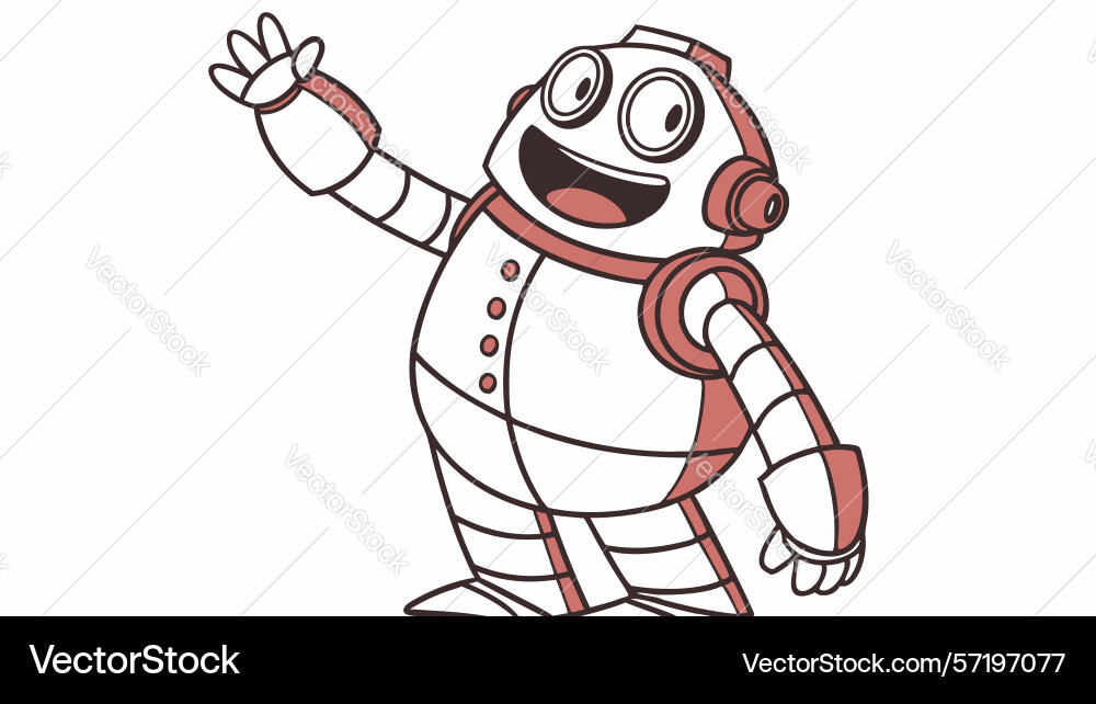 Happy robot character waving hello design Vector Image
