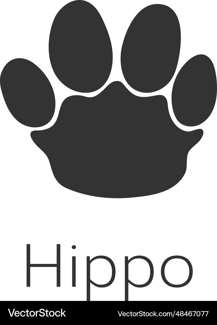 Hippo footprint african animal paw black stamp vector image