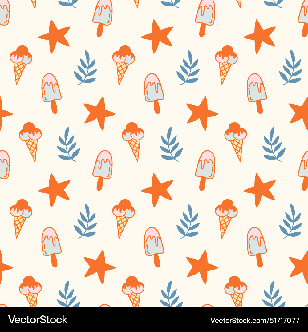 Ice cream cone seamless pattern background print Ice cream cone seamless pattern background print Vector Image