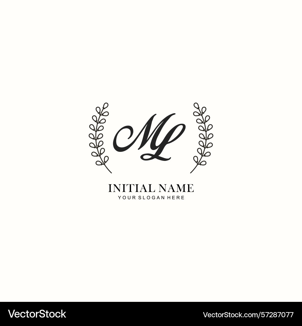 Ml initial logo templates with botanical elements Ml initial logo templates with botanical elements vector image