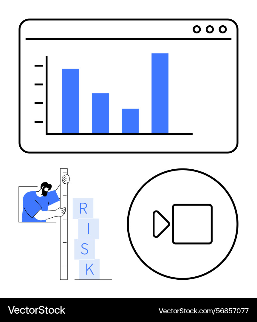 Risk analysis with bar chart measurement Vector Image